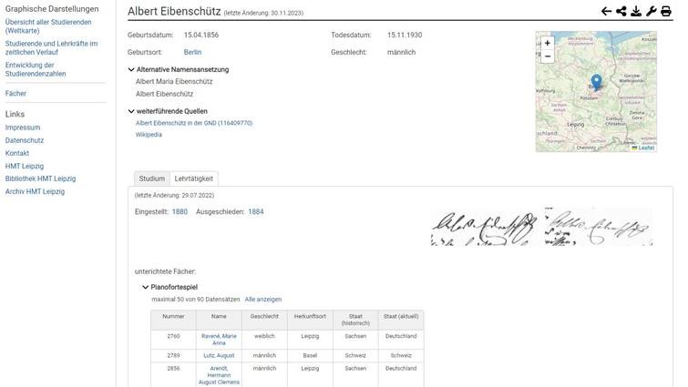 Detailed view of Albert Eibenschütz as a teacher